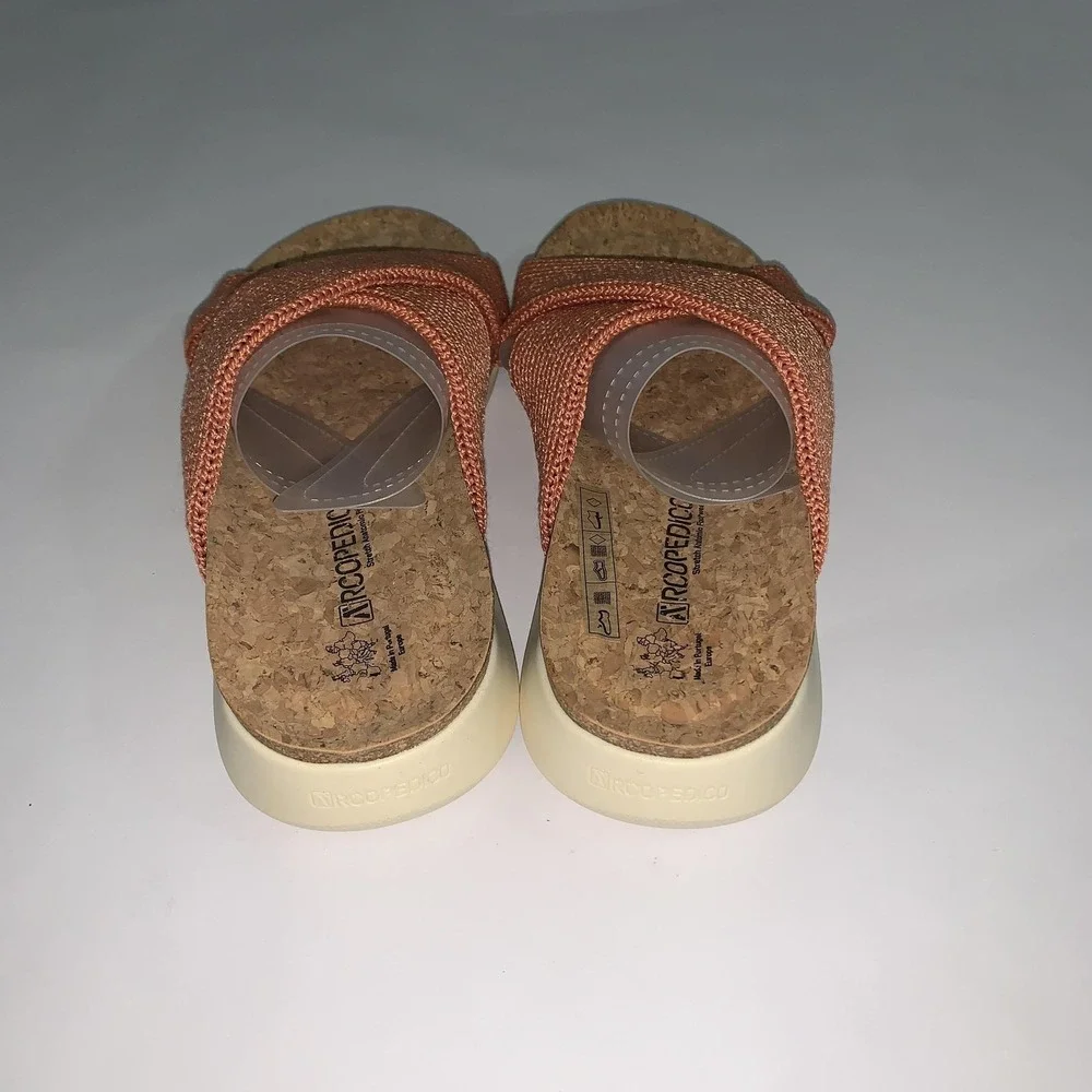 Arcopedico Sandals Womens Size 5 Orange Synthetic Slide Comfort Cork Footbed